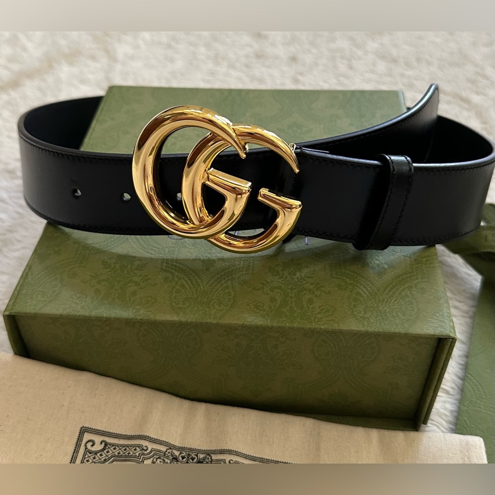 Gucci GG Marmont Leather Belt With Shiny Buckle sz 80 - Picture 1 of 15
